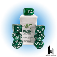 SET OF 7 DICE: MARBLE GREEN